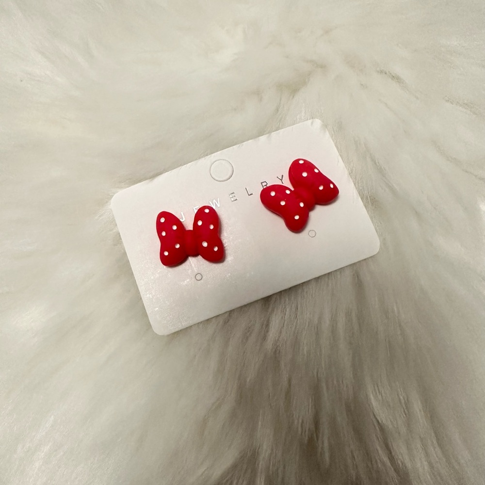 Red Minnie Bow Earrings